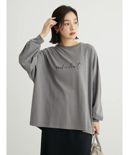 Green Parks(グリーンパークス)の「手書き風ロゴTEE(Tシャツ/カットソー・レディース・オフホワイト/ブラック/グレー・FREE)」の4枚目の写真