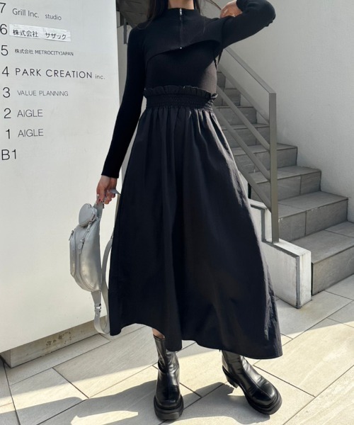 OLIVE des OLIVE（オリーブデオリーブ）の「【WEB限定】ZIPボレロ付ドッキングワンピース　1032090240（ワンピース・レディース・ラベンダー/オフホワイト/ブラック・FREE）」の3枚目の写真