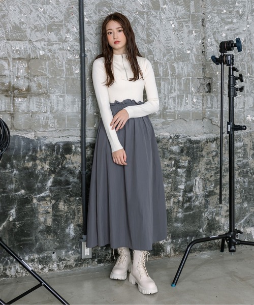 OLIVE des OLIVE（オリーブデオリーブ）の「【WEB限定】ZIPボレロ付ドッキングワンピース　1032090240（ワンピース・レディース・ラベンダー/オフホワイト/ブラック・FREE）」の4枚目の写真