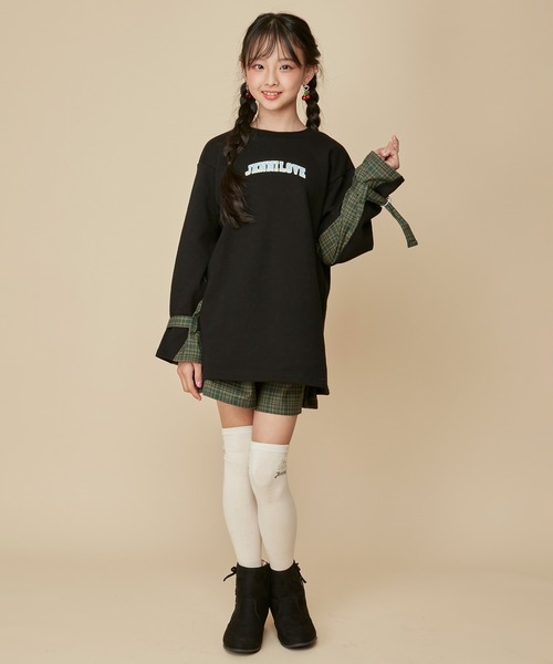 JENNI love（ジェニィラブ）の「【ウエスト調整可能】サイドレースアップチェックショーパン（その他パンツ・キッズ・ブラウン/グレー/グリーン・130cm/160cm/140cm/150cm）」の11枚目の写真