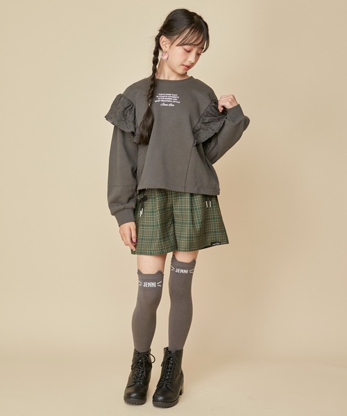 JENNI love（ジェニィラブ）の「【ウエスト調整可能】サイドレースアップチェックショーパン（その他パンツ・キッズ・ブラウン/グレー/グリーン・130cm/160cm/140cm/150cm）」の13枚目の写真