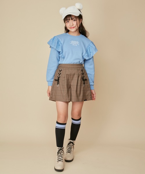 JENNI love（ジェニィラブ）の「【ウエスト調整可能】サイドレースアップチェックショーパン（その他パンツ・キッズ・ブラウン/グレー/グリーン・130cm/160cm/140cm/150cm）」の18枚目の写真