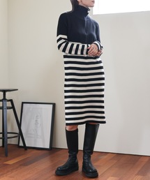 ULEULA | ハーフZIPボーダーニットワンピース(ワンピース)