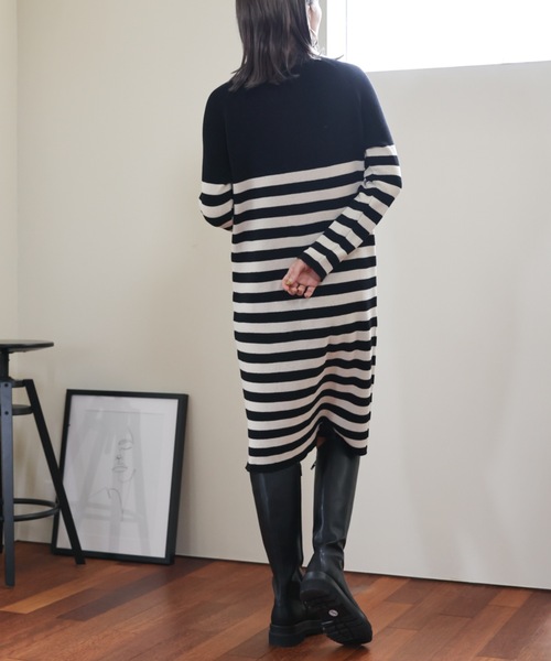 ULEULA（ウルア）の「ハーフZIPボーダーニットワンピース（ワンピース・レディース・アイボリー/ブラック・FREE）」の11枚目の写真