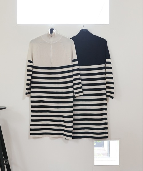 ULEULA（ウルア）の「ハーフZIPボーダーニットワンピース（ワンピース・レディース・アイボリー/ブラック・FREE）」の14枚目の写真