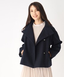 index | カットメルトン スタンドカラーショートコート(その他アウター)