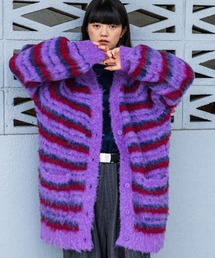 [MODE NORM CORE(モードノームコア)]ブークレーボーダーVネックカーディガン