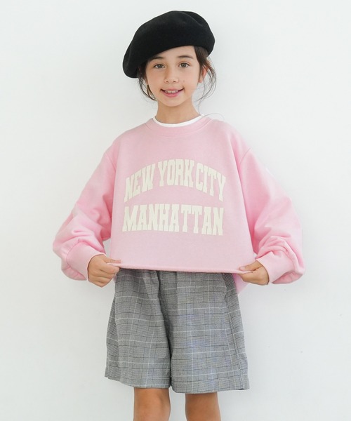 coca（coca）（コカ）の「キッズ　裏毛短丈ロゴトップス（スウェット・キッズ・ホワイト/ライトピンク・110/120/130/140）」の8枚目の写真