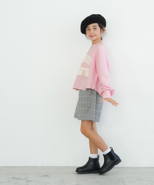 coca（coca）（コカ）の「キッズ　裏毛短丈ロゴトップス（スウェット・キッズ・ホワイト/ライトピンク・110/120/130/140）」の9枚目の写真