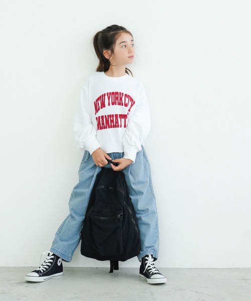 coca（coca）（コカ）の「キッズ　裏毛短丈ロゴトップス（スウェット・キッズ・ホワイト/ライトピンク・110/120/130/140）」の4枚目の写真