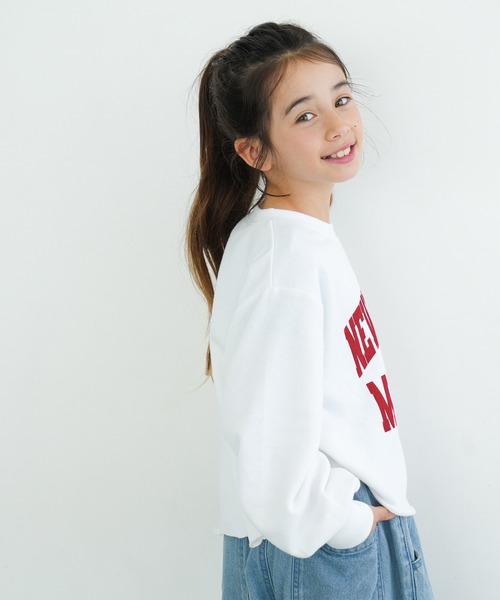 coca（coca）（コカ）の「キッズ　裏毛短丈ロゴトップス（スウェット・キッズ・ホワイト/ライトピンク・110/120/130/140）」の6枚目の写真