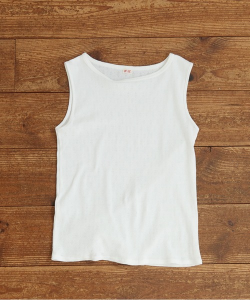 fig London(フィグロンドン)の「pattern mesh boat neck no sleeve(Tシャツ/カットソー・レディース・ブラック/ホワイト・FREE)」の1枚目の写真