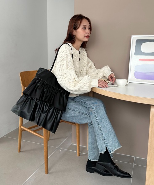 DISCOAT（ディスコート）の「PUティアードフリルトートバッグ（トート