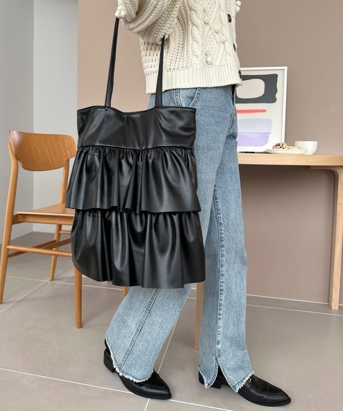 DISCOAT（ディスコート）の「PUティアードフリルトートバッグ（トート