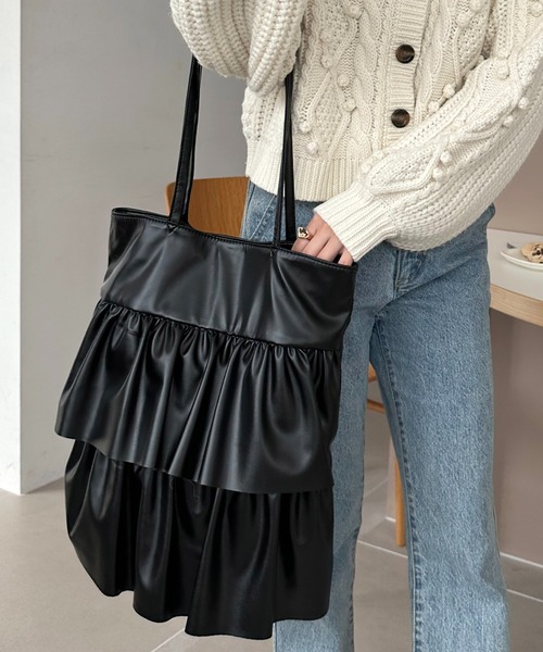 DISCOAT（ディスコート）の「PUティアードフリルトートバッグ（トート