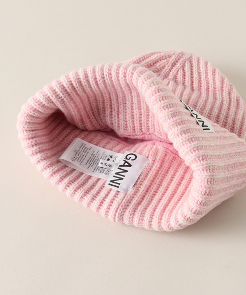 GANNI ピンク ニット帽 Structured Rib Beanie セール】【GANNI / ガニー】Structured Rib Beanie:ビーニー