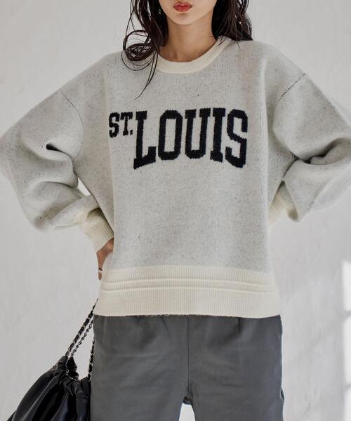 coen(コーエン)の「フラッフィーロゴジャカードニット(WEB限定カラー)(ニット/セーター・レディース・オフホワイト/グレー/ダークグレー/モカ/レッド・M/L)」の2枚目の写真