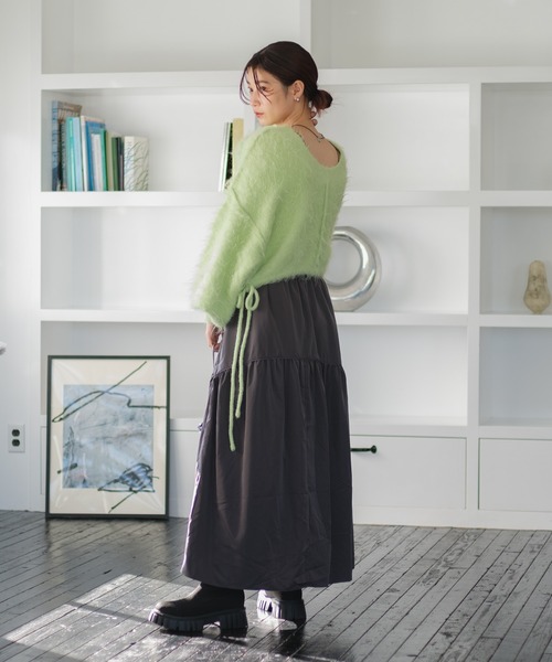 Kastane（カスタネ）の「【2WAY】起毛シャギーニットプルオーバー（ニット/セーター・レディース・グレー/レッド/アイボリー/ライム/イエロー・FREE）」の9枚目の写真