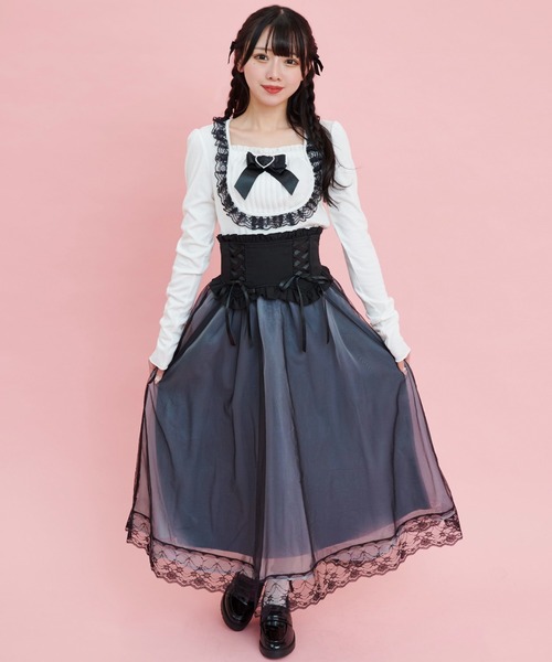 Secret Honey(シークレットハニー)の「ヨークレースカットソー(Tシャツ/カットソー・レディース・ブラック/オフホワイト・FREE)」の5枚目の写真