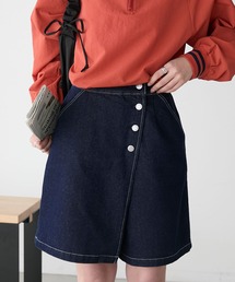 BONLECILL（ボンルシール）の「ラップデザインデニムショートパンツ（デニムパンツ・レディース）」