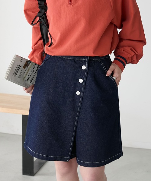 BONLECILL（ボンルシール）の「ラップデザインデニムショートパンツ（デニムパンツ・レディース・ブラック/ブルー系1/ネイビー・L/M）」の19枚目の写真