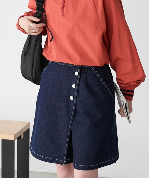 BONLECILL（ボンルシール）の「ラップデザインデニムショートパンツ（デニムパンツ・レディース・ブラック/ブルー系1/ネイビー・L/M）」の20枚目の写真