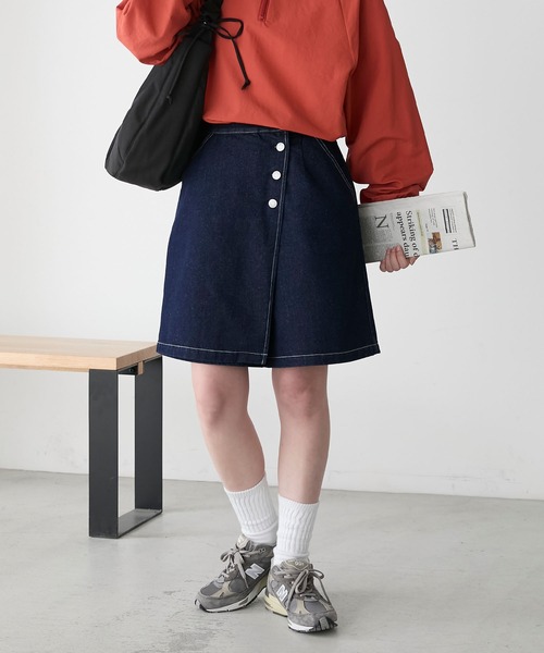 BONLECILL（ボンルシール）の「ラップデザインデニムショートパンツ（デニムパンツ・レディース・ブラック/ブルー系1/ネイビー・L/M）」の21枚目の写真