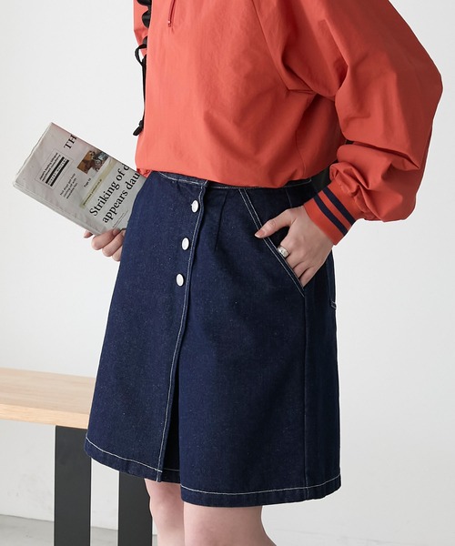 BONLECILL（ボンルシール）の「ラップデザインデニムショートパンツ（デニムパンツ・レディース・ブラック/ブルー系1/ネイビー・L/M）」の22枚目の写真