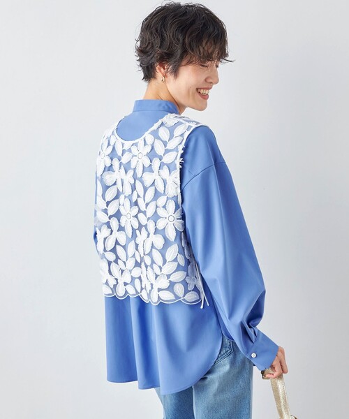 NOLLEY’S（ノーリーズ）の「ピンタックサテンシャツ（シャツ/ブラウス・レディース・サックスブルー/オフホワイト・38）」の11枚目の写真