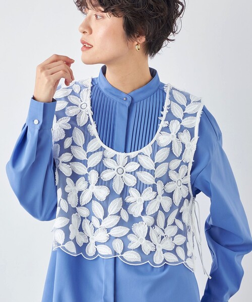 NOLLEY’S（ノーリーズ）の「ピンタックサテンシャツ（シャツ/ブラウス・レディース・サックスブルー/オフホワイト・38）」の14枚目の写真