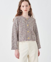 【24ss】MACPHEEマカフィー　ミックスヤーン金ボタンツイードカーディガン MACPHEE（マカフィー）の「ミックスヤーンツイード クルーネック