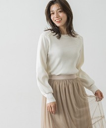 ショルダーパールボタンニット