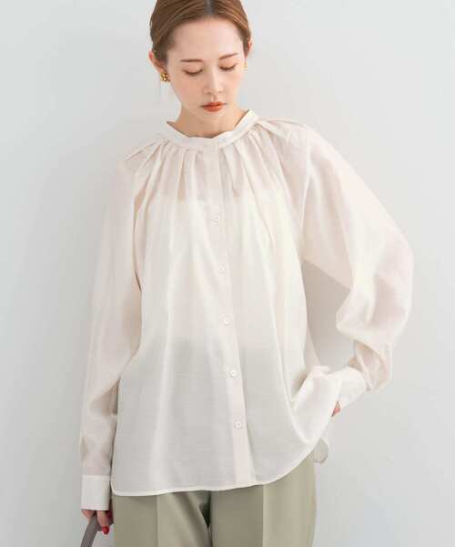 URBAN RESEARCH ROSSO WOMEN（アーバンリサーチ　ロッソ）の「ランダムタックセミシアーブラウス（シャツ/ブラウス・レディース・ライトピンク/チャコールグレー/オフホワイト・FREE）」の7枚目の写真