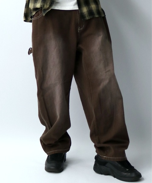 Starting Over（スターティングオーバー）の「硫化染め ブラスト加工 カツラギ ヴィンテージライク ペインターパンツ（デニムパンツ・メンズ・ブラック/パープル/ブラウン/グリーン・M/L/XL）」の13枚目の写真