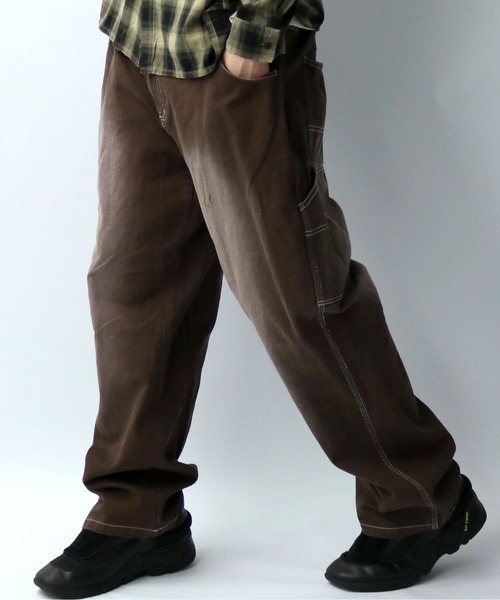 Starting Over（スターティングオーバー）の「硫化染め ブラスト加工 カツラギ ヴィンテージライク ペインターパンツ（デニムパンツ・メンズ・ブラック/パープル/ブラウン/グリーン・M/L/XL）」の15枚目の写真
