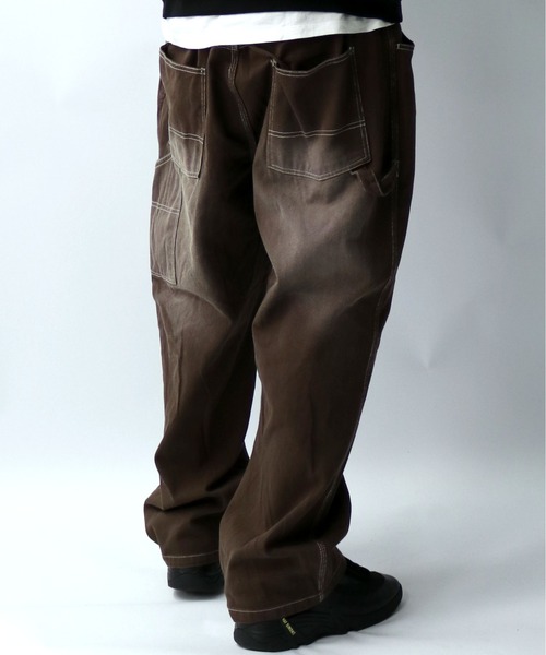 Starting Over（スターティングオーバー）の「硫化染め ブラスト加工 カツラギ ヴィンテージライク ペインターパンツ（デニムパンツ・メンズ・ブラック/パープル/ブラウン/グリーン・M/L/XL）」の16枚目の写真