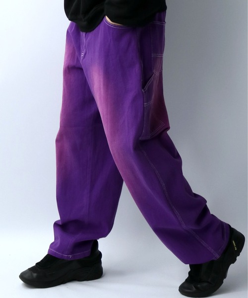 Starting Over（スターティングオーバー）の「硫化染め ブラスト加工 カツラギ ヴィンテージライク ペインターパンツ（デニムパンツ・メンズ・ブラック/パープル/ブラウン/グリーン・M/L/XL）」の6枚目の写真