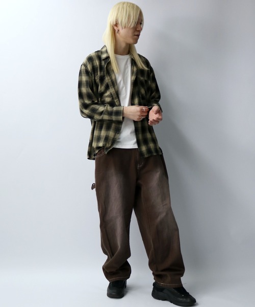 Starting Over（スターティングオーバー）の「硫化染め ブラスト加工 カツラギ ヴィンテージライク ペインターパンツ（デニムパンツ・メンズ・ブラック/パープル/ブラウン/グリーン・M/L/XL）」の17枚目の写真