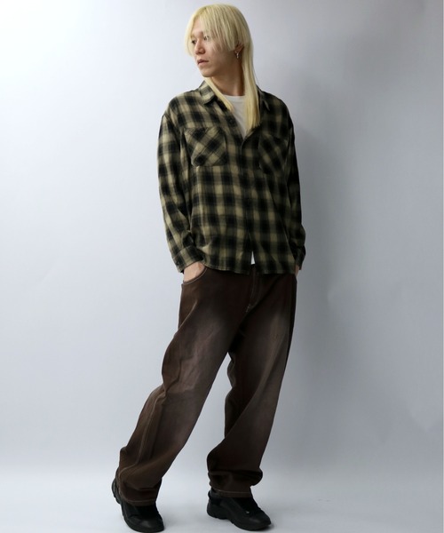 Starting Over（スターティングオーバー）の「硫化染め ブラスト加工 カツラギ ヴィンテージライク ペインターパンツ（デニムパンツ・メンズ・ブラック/パープル/ブラウン/グリーン・M/L/XL）」の19枚目の写真