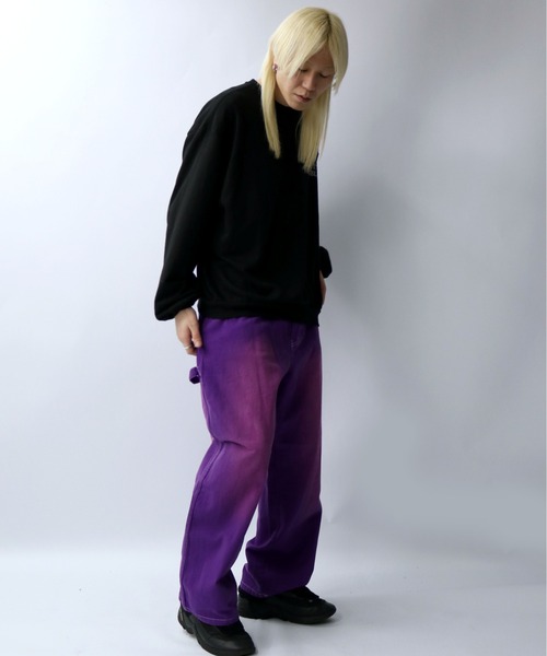 Starting Over（スターティングオーバー）の「硫化染め ブラスト加工 カツラギ ヴィンテージライク ペインターパンツ（デニムパンツ・メンズ・ブラック/パープル/ブラウン/グリーン・M/L/XL）」の8枚目の写真