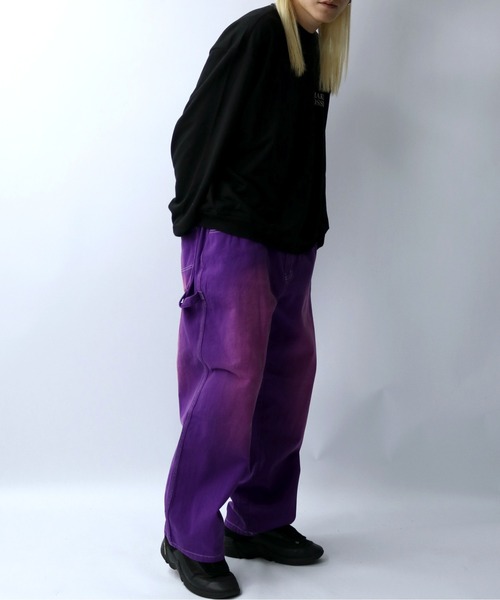 Starting Over（スターティングオーバー）の「硫化染め ブラスト加工 カツラギ ヴィンテージライク ペインターパンツ（デニムパンツ・メンズ・ブラック/パープル/ブラウン/グリーン・M/L/XL）」の9枚目の写真
