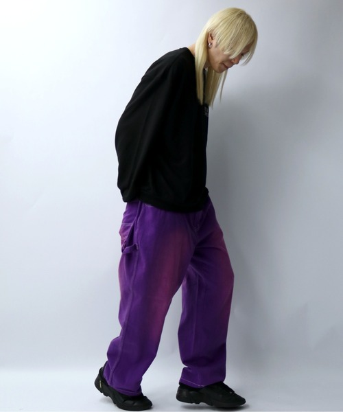 Starting Over（スターティングオーバー）の「硫化染め ブラスト加工 カツラギ ヴィンテージライク ペインターパンツ（デニムパンツ・メンズ・ブラック/パープル/ブラウン/グリーン・M/L/XL）」の10枚目の写真