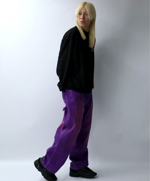 Starting Over（スターティングオーバー）の「硫化染め ブラスト加工 カツラギ ヴィンテージライク ペインターパンツ（デニムパンツ・メンズ・ブラック/パープル/ブラウン/グリーン・M/L/XL）」の11枚目の写真