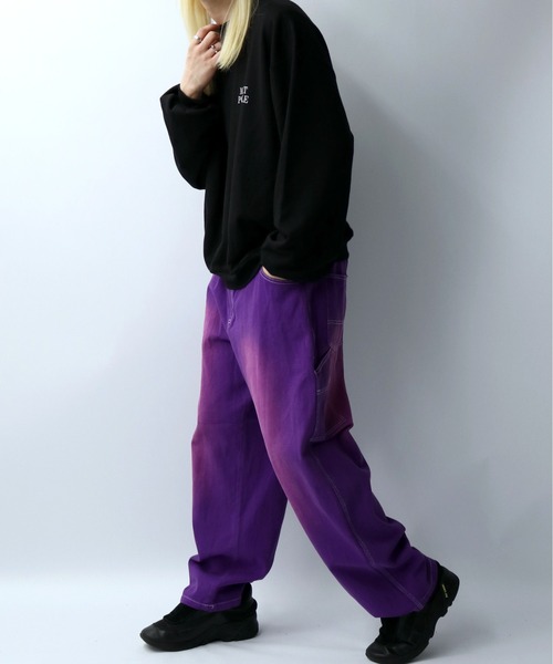 Starting Over（スターティングオーバー）の「硫化染め ブラスト加工 カツラギ ヴィンテージライク ペインターパンツ（デニムパンツ・メンズ・ブラック/パープル/ブラウン/グリーン・M/L/XL）」の20枚目の写真