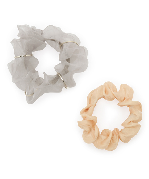 ROPE' PICNIC(ロペピクニック)の「オーガンジー×シャイニーミニシュシュセット(ヘアゴム・レディース・ピンク系その他2/ベージュ系その他/オレンジ・FREE)」の4枚目の写真