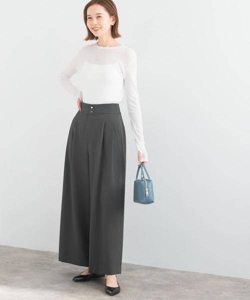 URBAN RESEARCH ROSSO WOMEN（アーバンリサーチ　ロッソ）の「ハイウエストタックワイドパンツ（その他パンツ・レディース・ライトベージュ/チャコールグレー・FREE）」の8枚目の写真