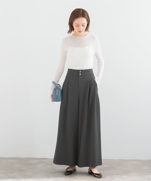 URBAN RESEARCH ROSSO WOMEN（アーバンリサーチ　ロッソ）の「ハイウエストタックワイドパンツ（その他パンツ・レディース・ライトベージュ/チャコールグレー・FREE）」の9枚目の写真