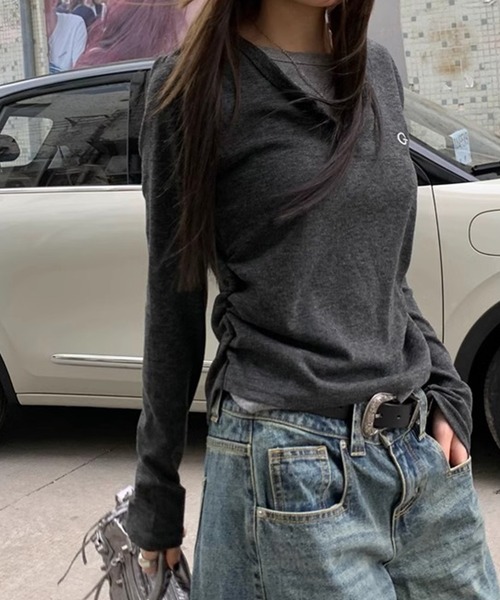 LYEON（リヨン）の「バイカラーレイヤードロンT（Tシャツ/カットソー・レディース・ブラック/グレー・FREE）」の7枚目の写真