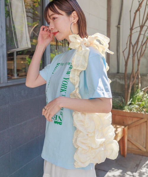 Casselini（キャセリーニ）の「Casselini/ギャザースクエアショルダーバック（ショルダーバッグ・レディース・ブラック/ライトブルー/オフホワイト・FREE）」の17枚目の写真