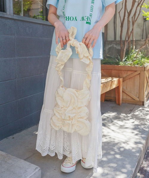 Casselini（キャセリーニ）の「Casselini/ギャザースクエアショルダーバック（ショルダーバッグ・レディース・ブラック/ライトブルー/オフホワイト・FREE）」の18枚目の写真